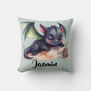 Schlafender Drache mit grünen Flügeln  Kissen