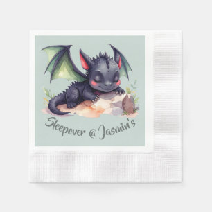 Schlafender Drache mit grünen Flügeln Serviette