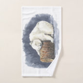 Schlafender Eisbär, Aquarellkunst Badhandtuch Set (Handtuch)