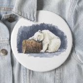 Schlafender Eisbär, Aquarellkunst Button (Beispiel)