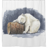 Schlafender Eisbär, Aquarellkunst Duschvorhang (Vorderseite)