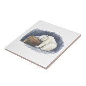 Schlafender Eisbär, Aquarellkunst Fliese (Seite)