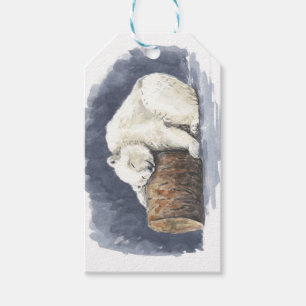 Schlafender Eisbär, Aquarellkunst Geschenkanhänger