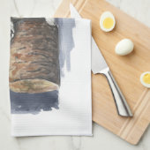 Schlafender Eisbär, Aquarellkunst Geschirrtuch (Viertel Falte)