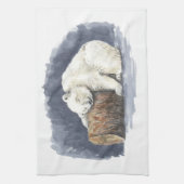 Schlafender Eisbär, Aquarellkunst Geschirrtuch (Vertikal)