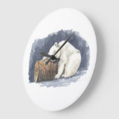 Schlafender Eisbär, Aquarellkunst Große Wanduhr (Winkel)