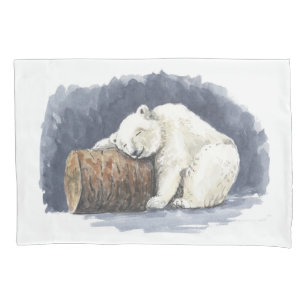 Schlafender Eisbär, Aquarellkunst Kissenbezug