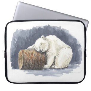 Schlafender Eisbär, Aquarellkunst Laptopschutzhülle