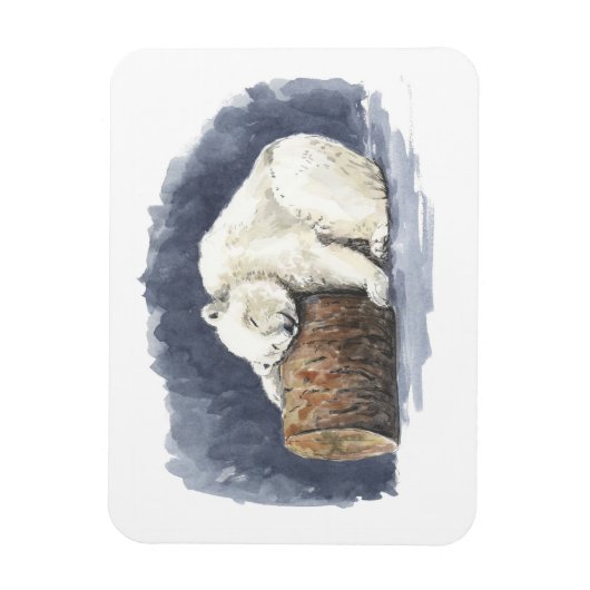 Schlafender Eisbär, Aquarellkunst Magnet (Vertikal)