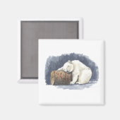 Schlafender Eisbär, Aquarellkunst Magnet (Vorderseite/Rückseite)