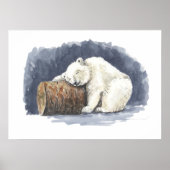 Schlafender Eisbär, Aquarellkunst Poster (Vorne)