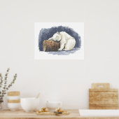 Schlafender Eisbär, Aquarellkunst Poster (Küche)