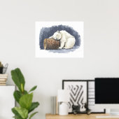 Schlafender Eisbär, Aquarellkunst Poster (Heimbüro)