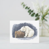 Schlafender Eisbär, Aquarellkunst Postkarte (Stehend Vorderseite)
