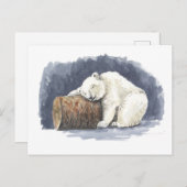 Schlafender Eisbär, Aquarellkunst Postkarte (Vorne/Hinten)