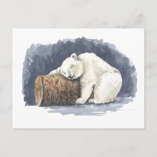 Schlafender Eisbär, Aquarellkunst Postkarte (Vorderseite)