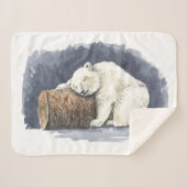 Schlafender Eisbär, Aquarellkunst Sherpadecke (Vorderseite (Horizontal))