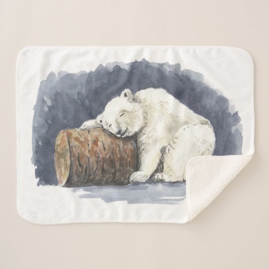 Schlafender Eisbär, Aquarellkunst Sherpadecke (Vorderseite (Horizontal))