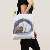 Schlafender Eisbär, Aquarellkunst Tasche (Von Nahem)