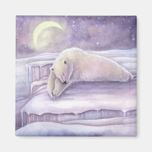 Schlafender Eisbär Kuscheliger Winter Kunst Magnet