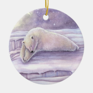 Schlafender Eisbär Wildlife Fantasy Art Keramikornament