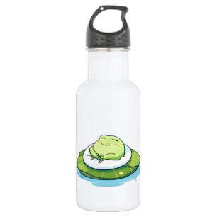 Schlafender Frosch auf Seerosenblatt Kawaii Design Edelstahlflasche