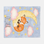 Schlafender Fuchs auf Halbmond-Nursery-Traum Fleecedecke (Vorderseite (Horizontal))