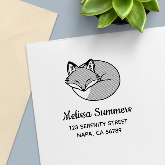 Schlafender Fuchs, Etched - Adresse Permastempel