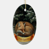 Schlafender Fuchs im Winterwald Keramik Ornament (Rechts)
