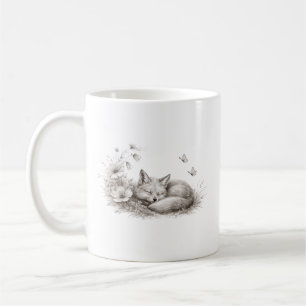 Schlafender Fuchs in Blütenweicher monochromer Wal Kaffeetasse