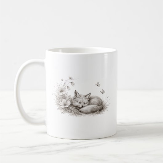 Schlafender Fuchs in Blütenweicher monochromer Wal Kaffeetasse (Links)