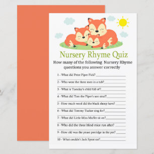 Schlafender Fuchs Kinderreim-Quiz-Baby-Shower-Spie