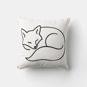 Schlafender Fuchs Linienkunst – Waldtierdesign Kissen