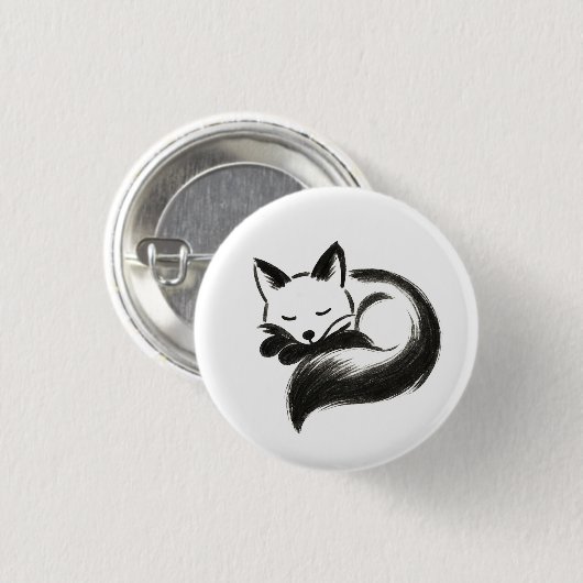 Schlafender Fuchs – Minimalistischer Kreidetier-De Button (Vorne & Hinten)