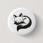 Schlafender Fuchs – Minimalistischer Kreidetier-De Button (Vorderseite)