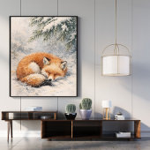 schlafender Fuchs | Winterfuchs Illustration | sch Poster