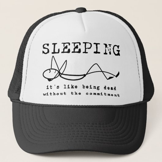 Schlafender Funny Ball Cap Hat Truckerkappe (Vorderseite)