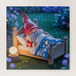 Schlafender Gnom im nächtlichen Garten Puzzle