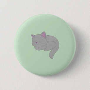 Schlafender grauer Kätzchen-Button Button