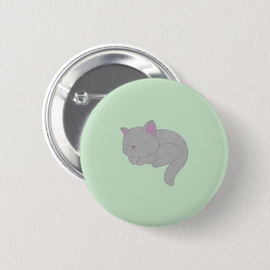 Schlafender grauer Kätzchen-Button Button (Vorne & Hinten)