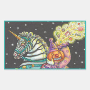SCHLAFENDER HOLLOW ZIRKUSCLOWN, ZEBRA EINHORN AUFK RECHTECKIGER AUFKLEBER