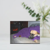 Schlafender Hund am Kamin Postkarte (Stehend Vorderseite)