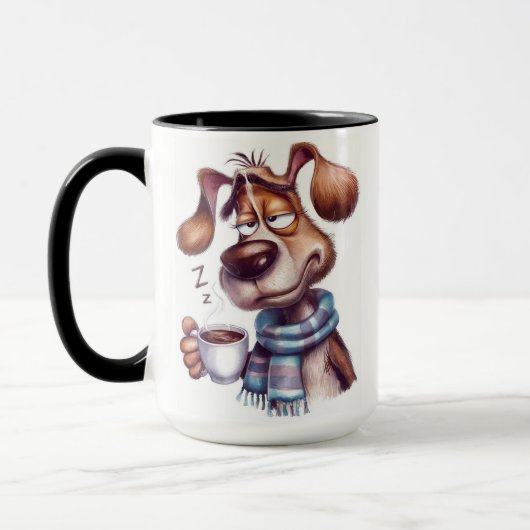 Schlafender Hund mit Kaffeetasse (Links)