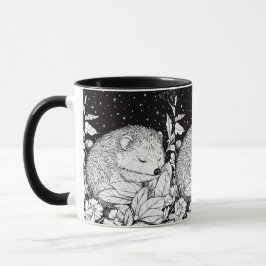 Schlafender Igel Herbst Laub Sternenhimmel Tasse