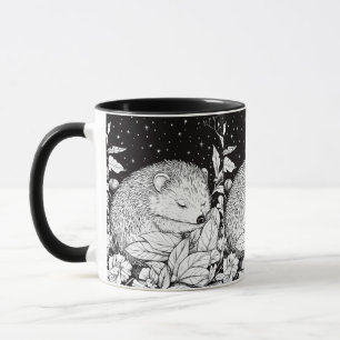 Schlafender Igel Herbst Laub Sternenhimmel Tasse