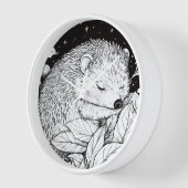 Schlafender Igel im Laub Sternenhimmel Uhr (Winkel)