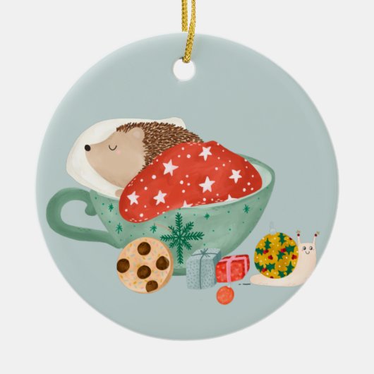 Schlafender Igel Keramik Ornament (Vorne)