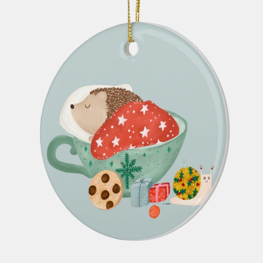 Schlafender Igel Keramik Ornament (Links)