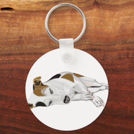 Schlafender Jack Russell Schlüsselanhänger (Vorderseite)