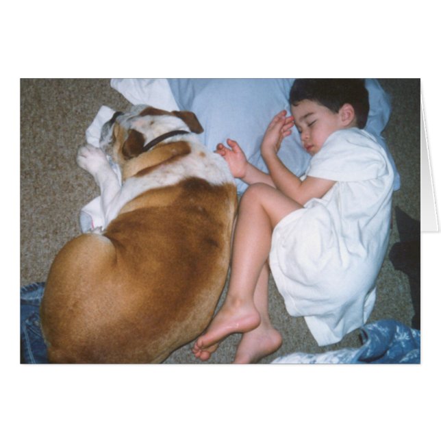 Schlafender Junge mit Bulldogge (Vorderseite (Horizontal))